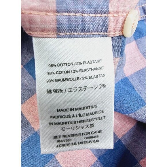 J. Crew Slim Stretch Size XL Men's Blue Pink Check Button Down Long Sleeve Shirt - Picture 7 of 11